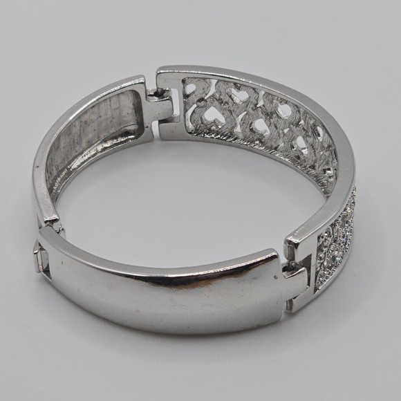 Rhinestone Heart Clusters Silver Tone‎ Bracelet Womens Jewelry - Picture 3 of 9